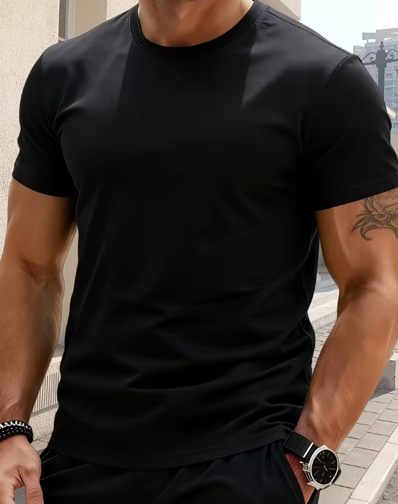 Basic Solid Color Short Sleeve T-Shirt for Men – Lightweight Everyday Tee