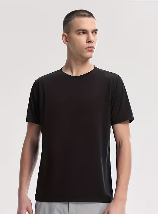 Men’s Solid Color Short Sleeve T-Shirt – Breathable Casual Basic Tee