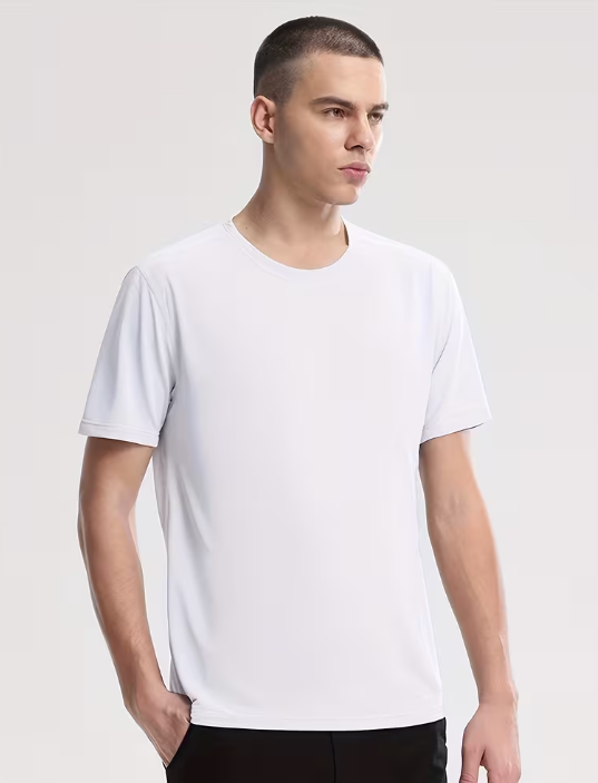 Men’s Solid Color Short Sleeve T-Shirt – Breathable Casual Basic Tee