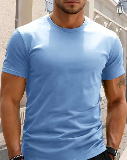 Basic Solid Color Short Sleeve T-Shirt for Men – Lightweight Everyday Tee